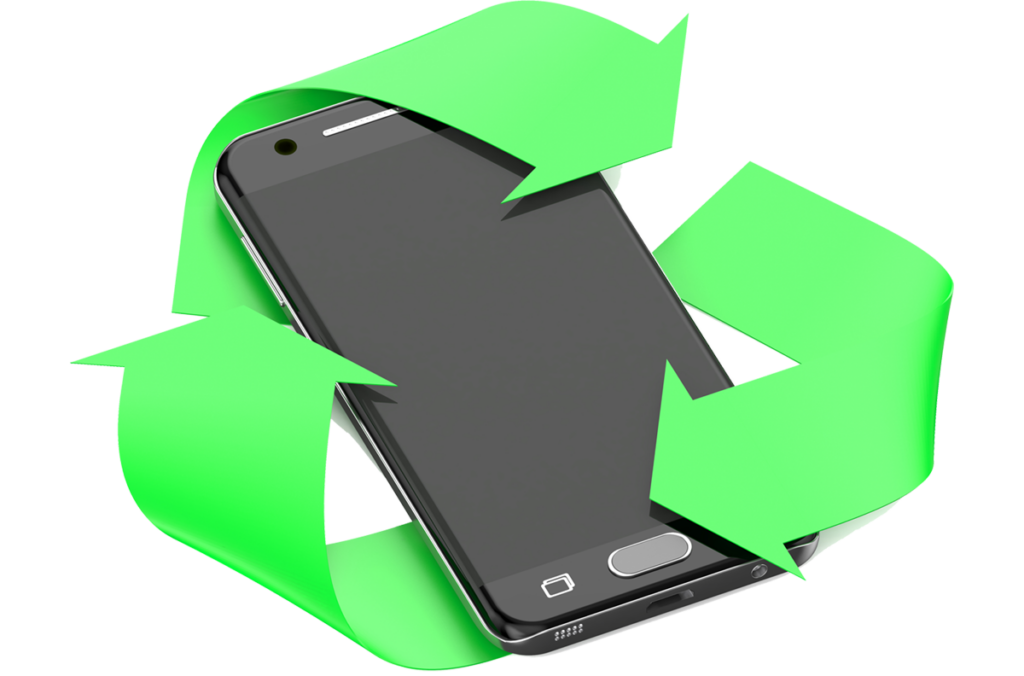 Recycle logo over a mobile phone device